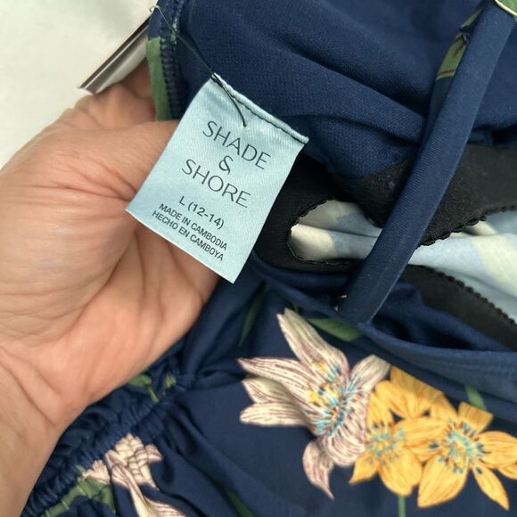 Shade & Shore Floral Tankini Swim Top – Size Large – Navy Blue with Adjustable S - Picture 4 of 6